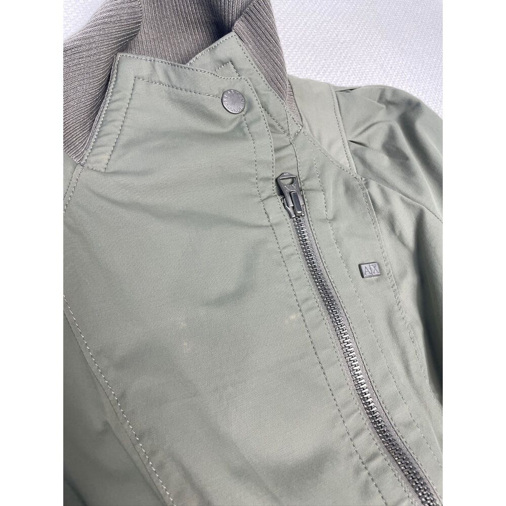 Armani Exchange A|X Sage Green Moto Jacket Women's XS Lightweight Buckle Detail - Picture 13 of 13